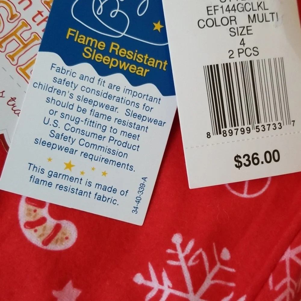 Girl's Christmas Holiday Pajama Set Fairies And Candy Canes